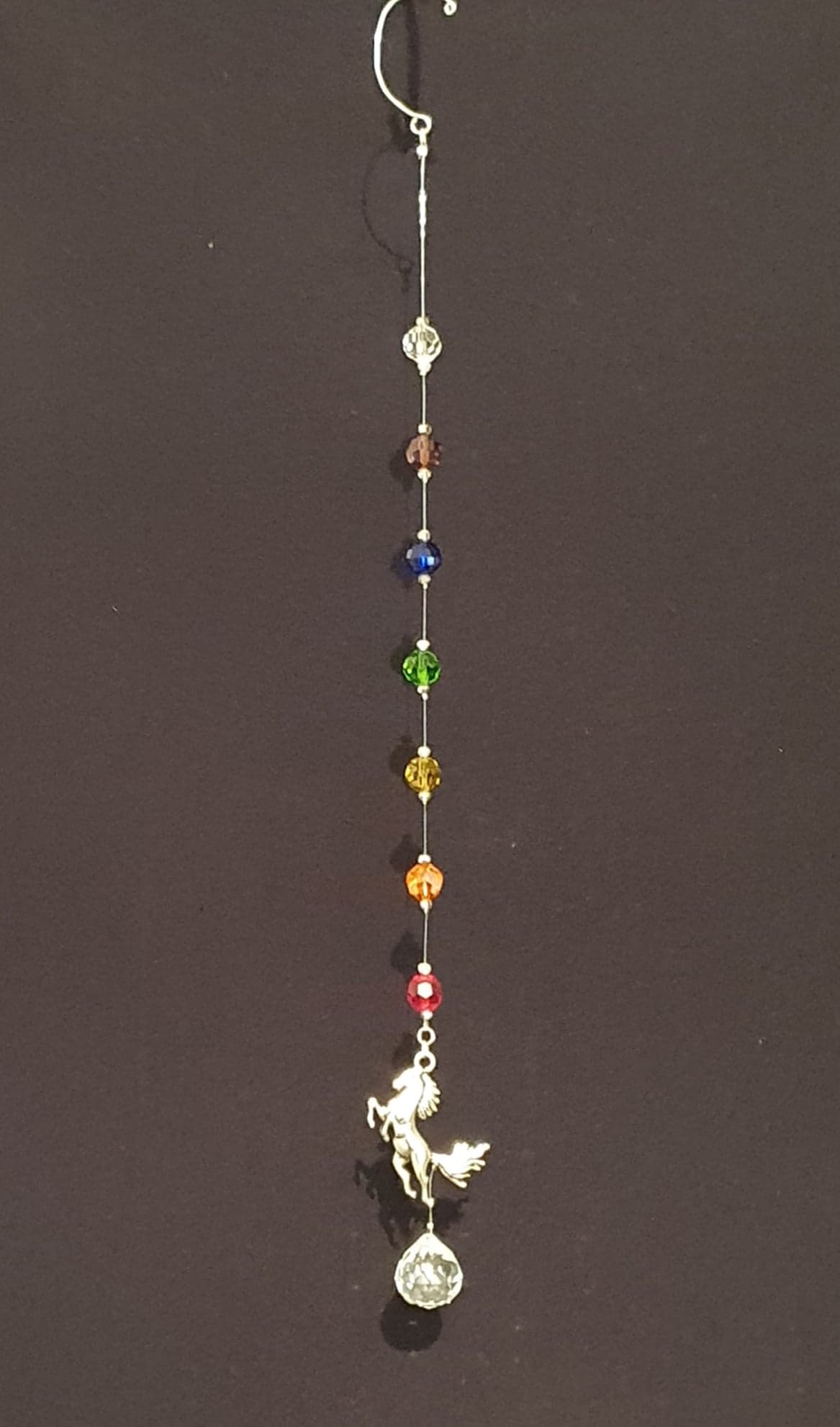 Horse theme Rainbow / chakra glass crystals single drop suncatcher
