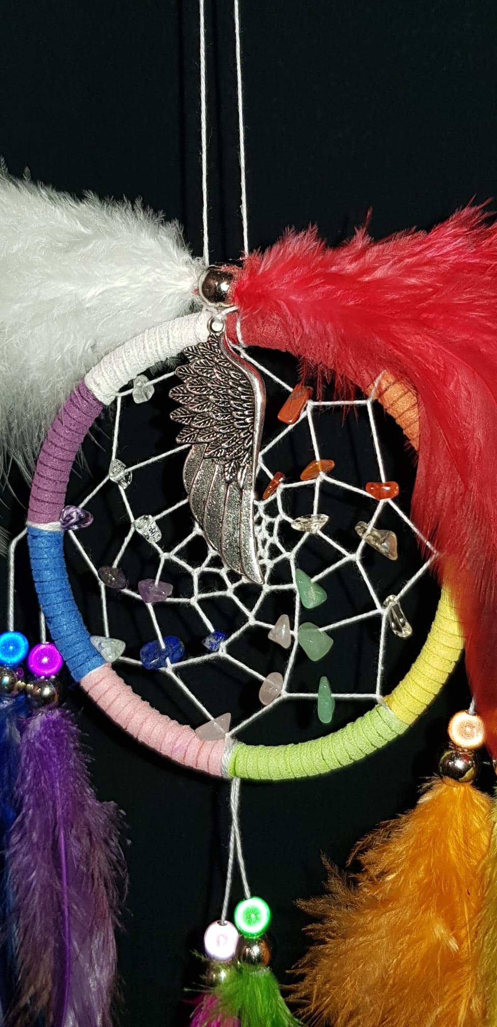 Rainbow / Semi-precious Chakra balancing crystals Dreamcatcher