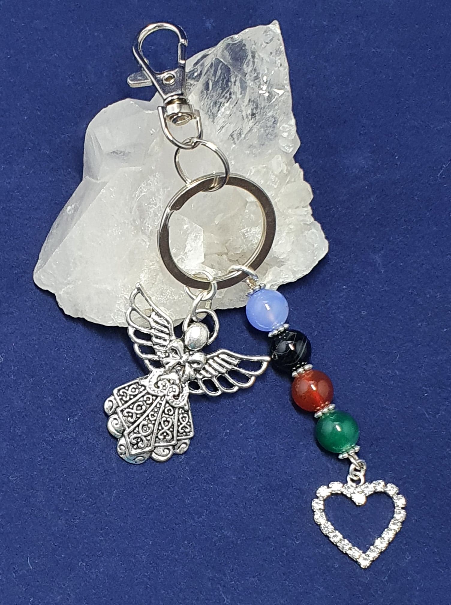 Angel charm with semi-precious Agate bag charm