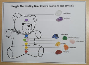 'Huggie' the Healing Bear, with semi-precious chakra crystals