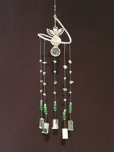 Angel theme Suncatcher with semi-precious Green Aventurine crystals