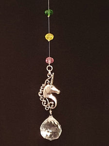 Unicorn suncatcher with pastel colour crystals - single drop suncatchers