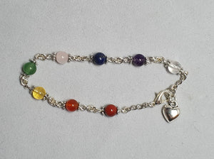 Chakra bracelet, silver colour chain and charm