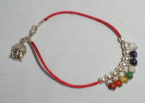 Satin cord Anklet with semi-precious chakra crystals