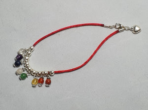 Satin cord Anklet with semi-precious chakra crystals