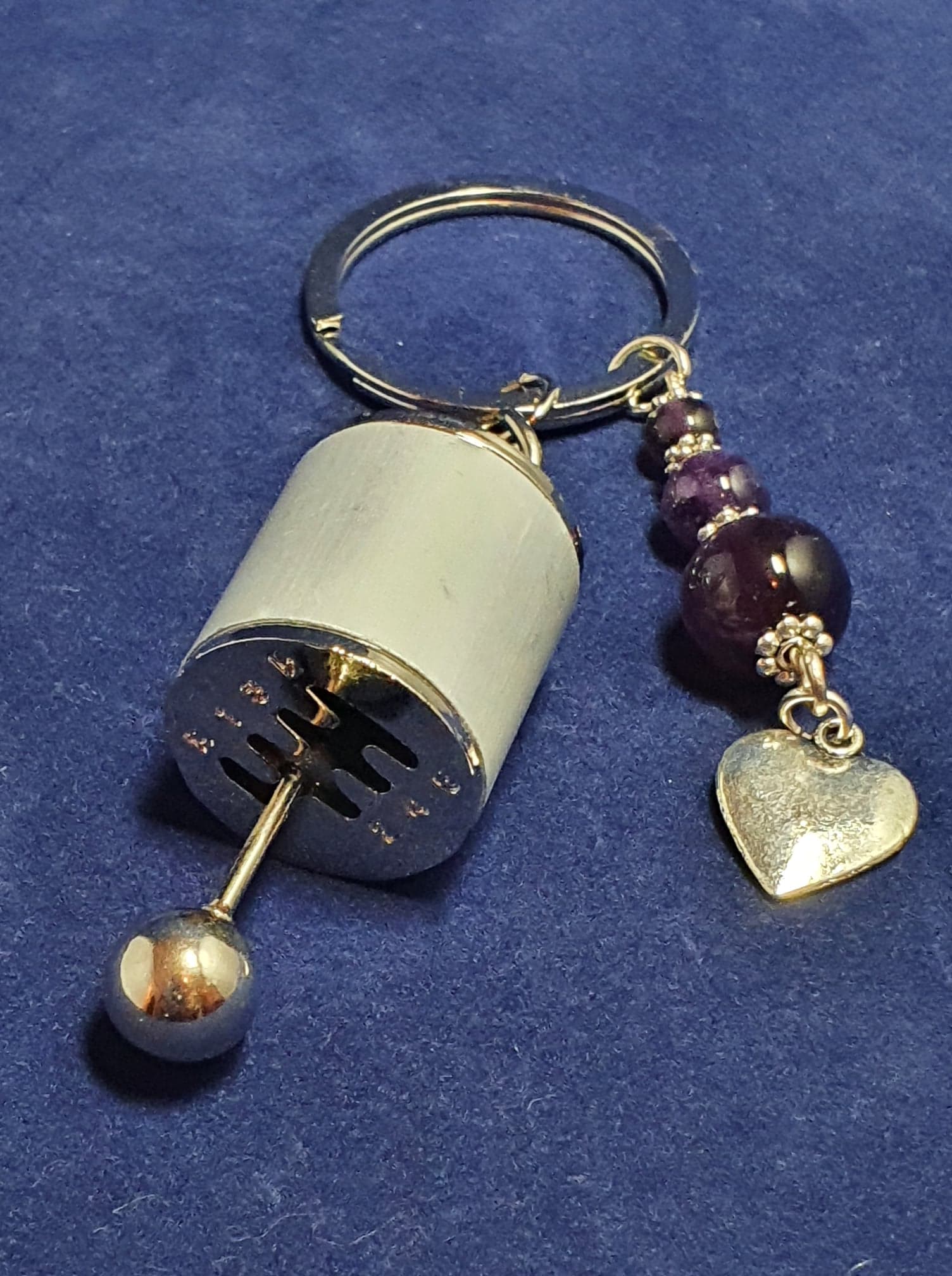 Novelty Gear stick Key ring with Amethyst