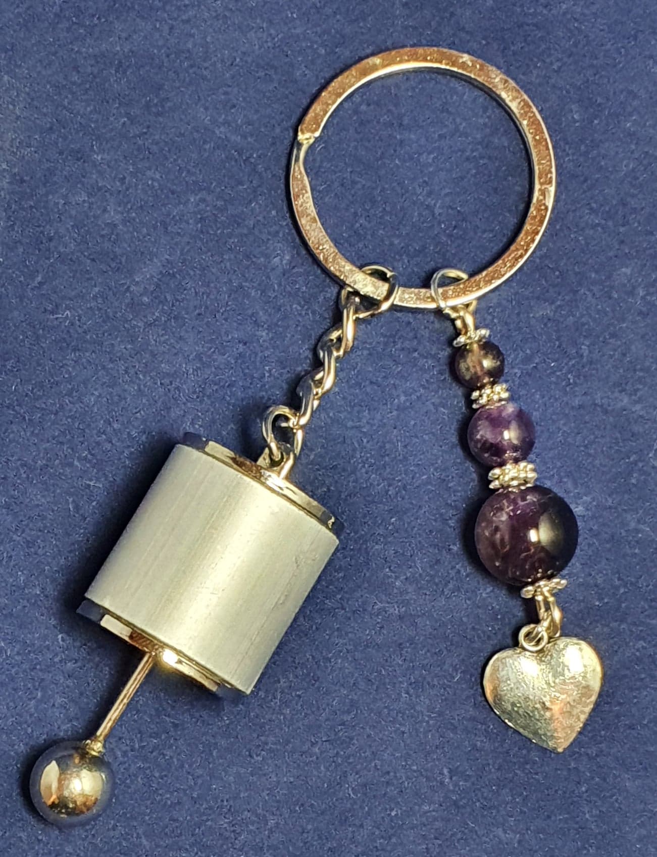 Novelty Gear stick Key ring with Amethyst