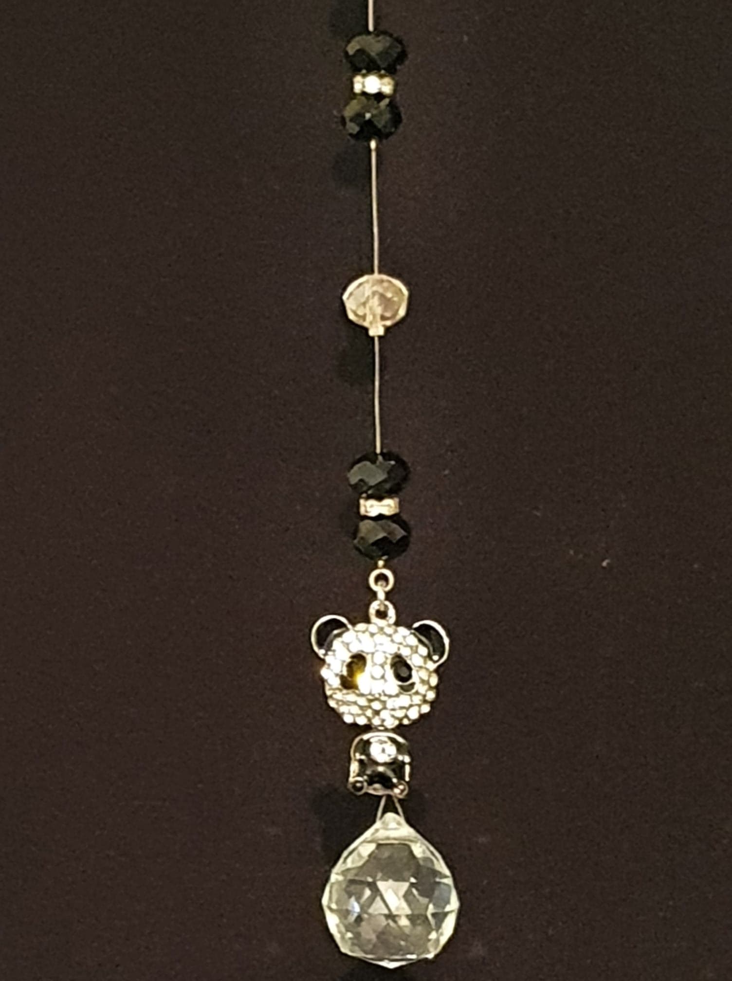 Rhinestone Panda Single drop suncatcher