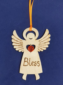 Rustic Charm Angel with word "Bless"