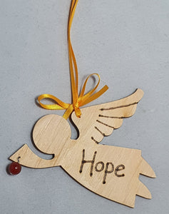 Rustic Charm Flying Angel with word "Hope" Carnelian crystal
