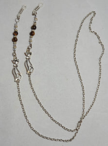 Glasses chain  Cat and Tigers eye semi-precious crystal