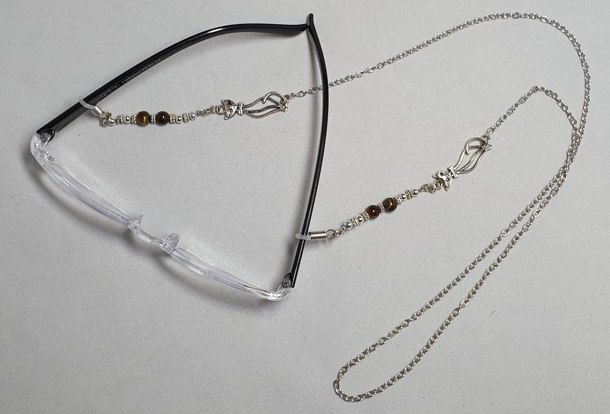 Glasses chain  Cat and Tigers eye semi-precious crystal