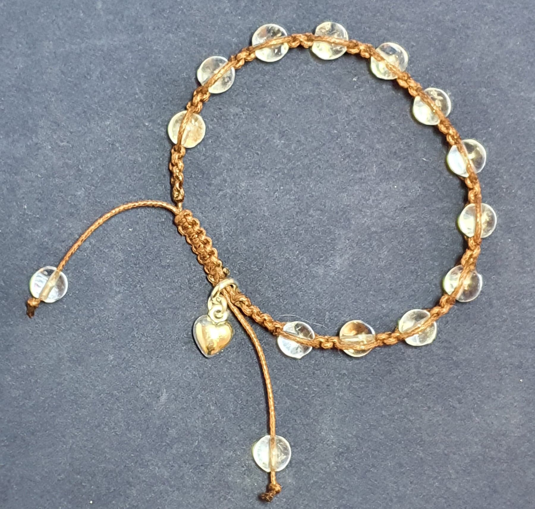 Semi-precious Clear Quartz Macrame bracelet with heart