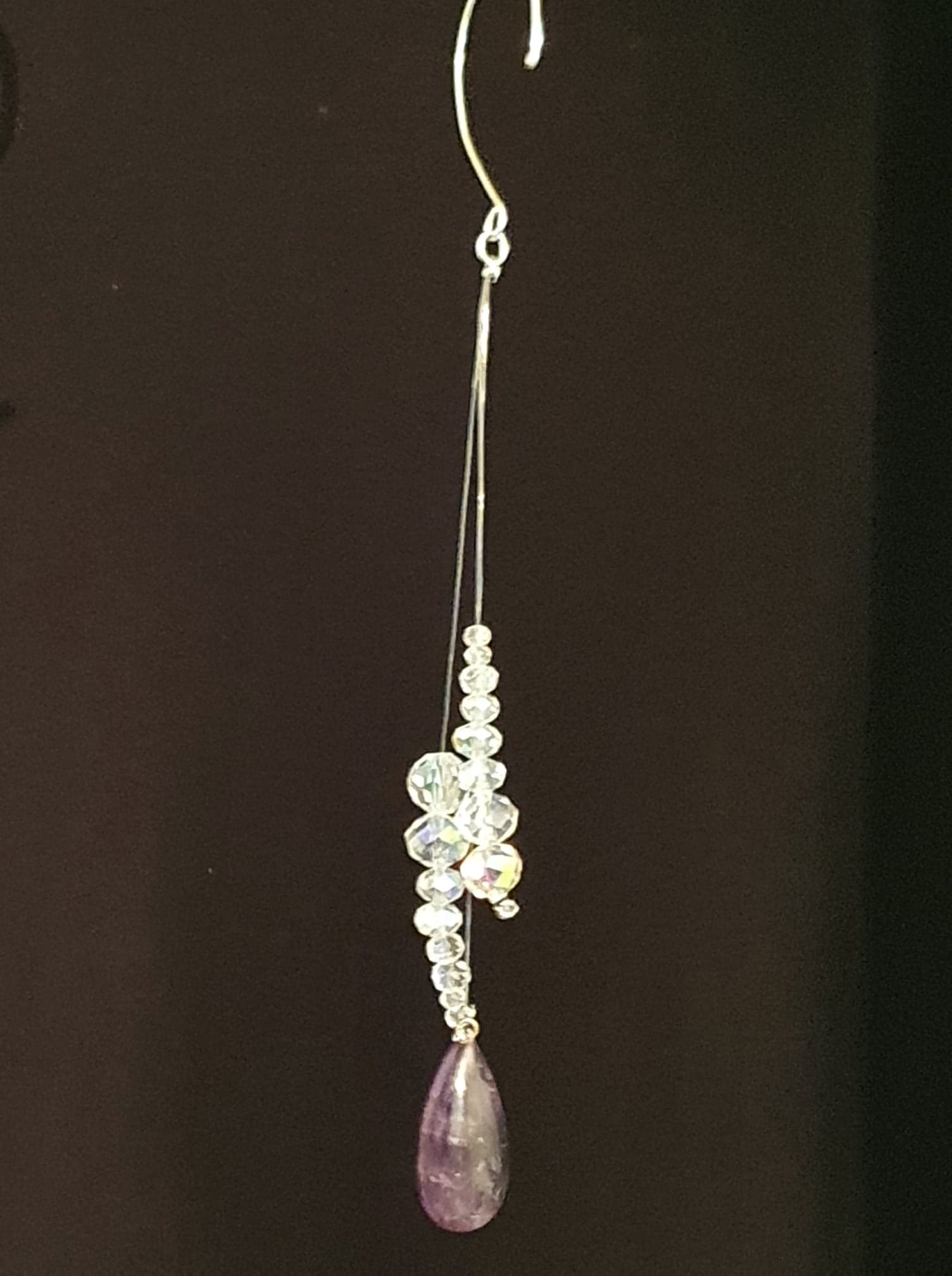 Small cluster window hanger. Amethyst crystal with AB glass crystals window decoration