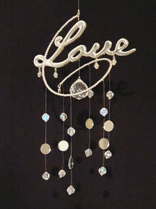 "Love" spiral suncatcher with AB clear crystals and mirrors