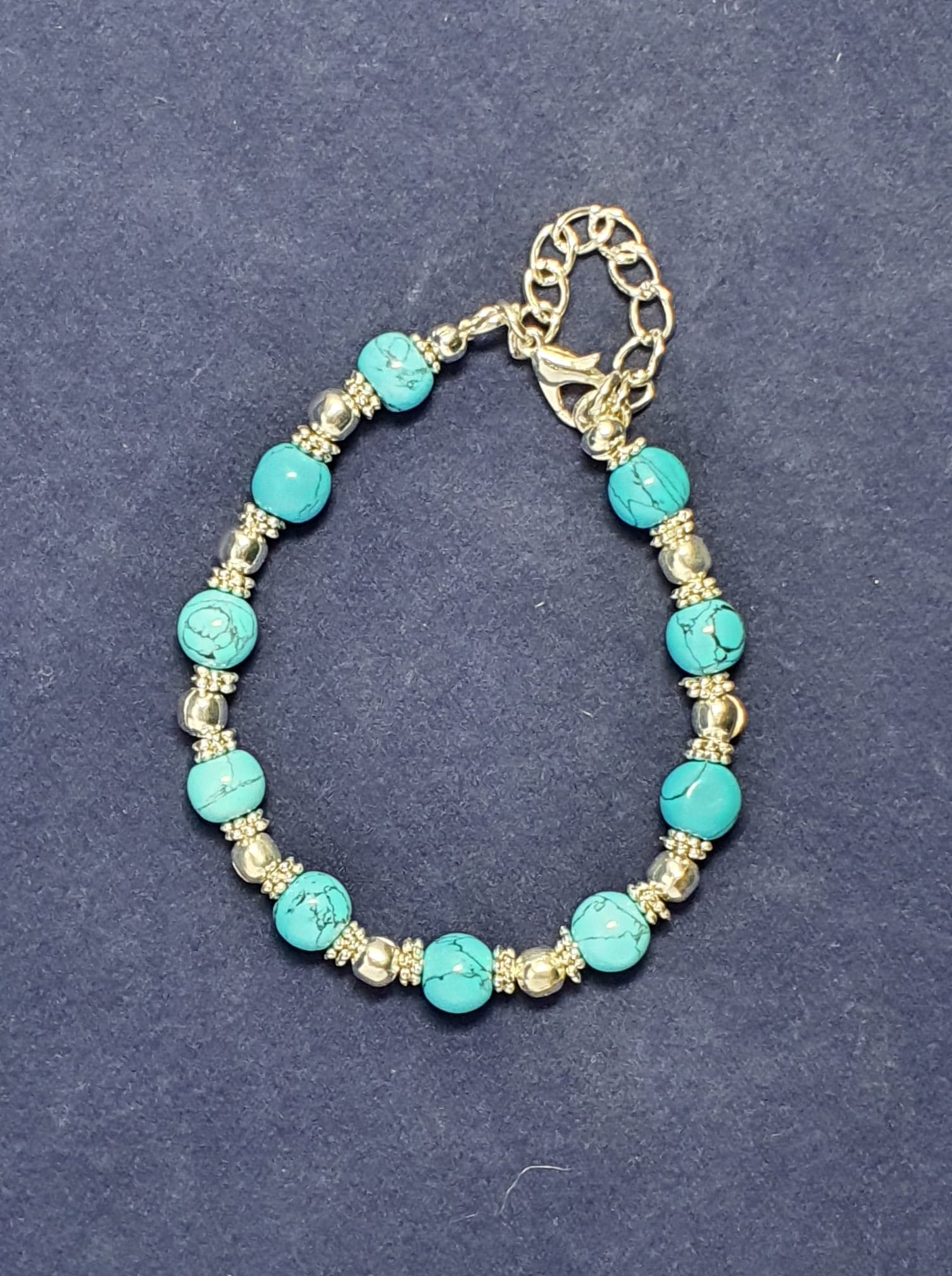 Turquoise semi-precious crystal beaded bracelet