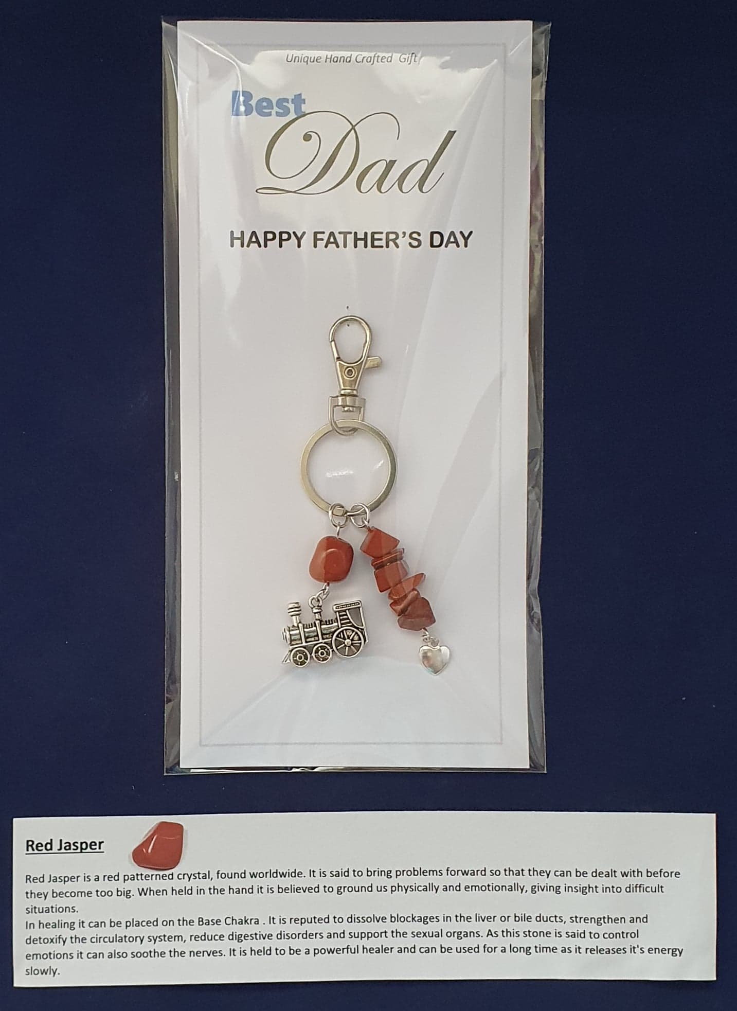 Train Lover Key ring with Red Jasper crystal