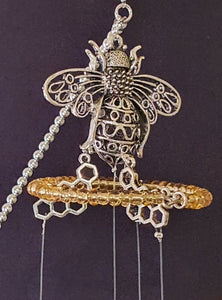 Bee theme suncatcher with chimes. Semi-precious Citrine crystals