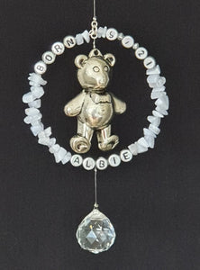 Personalised Baby theme suncatcher with semi-precious crystals